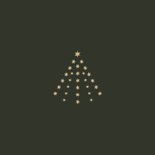 Kerstkaart kerstboom sterren goud Achterkant