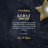 Kerstkaart kerstborrel met sterren donkerblauw met goud 3