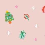 Kerstkaart kerstfiguren zalmroze 2