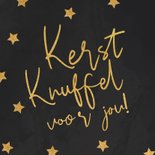 Kerstkaart kerstknuffel gouden glitter en sterren  2