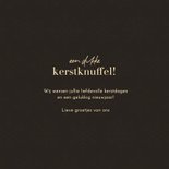 Kerstkaart kerstknuffel met foto en gouden sneeuwvlokken 3