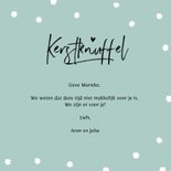 Kerstkaart kerstknuffel met hartje en sneeuwvlokjes 3