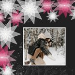 Kerstkaart kerststerren rood en wit 2