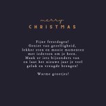 Kerstkaart kersttakken met rode ballen blauw vierkant 3