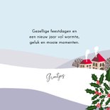 Kerstkaart - Landschap met haas en roodborstje 3