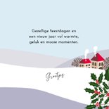 Kerstkaart - Landschap met haas en roodborstje 3