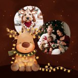 Kerstkaart licht & liefde rendier met lampjes en foto 2