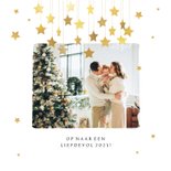 Kerstkaart liefdevol dikke kerstknuffel sterren goud foto 2