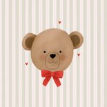 Kerstkaart lieve knuffelbeer met strik kerstknuffel 2
