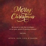 Kerstkaart Merry Christmas met sterren en goudlook letters 3