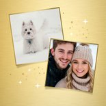 Kerstkaart met eigen foto en gouden sterretjes kader 2