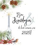 Kerstkaart met foto kaars kersttakken dennenappel vogel ster 2