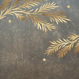 Kerstkaart met foto's en kerstballen taupe goud Achterkant