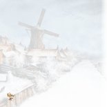 Kerstkaart met Hollands winterlandschap en molen in sneeuw 2