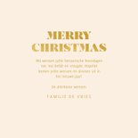 Kerstkaart met kerstballen in trendy kleuren en goudlook 3