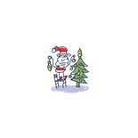 Kerstkaart met kerstman en rendier op de fiets Achterkant