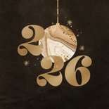 Kerstkaart met marmer kerstbal 2026 2