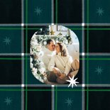 Kerstkaart met plaid patroon fijne kerst groen sterren 2