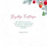 Kerstkaart met sneeuwman en kerstballen 3