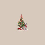 Kerstkaart met versierde kerstboom en hondjes Achterkant