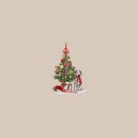 Kerstkaart met versierde kerstboom en hondjes Achterkant