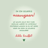 Kerstkaart met vrolijk kerstelfje en gemberkoek mannetje 3