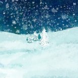 Kerstkaart met winter dorp Achterkant