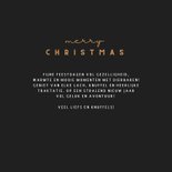 Kerstkaart minimalistische kersttakken oranje ballen donker 3