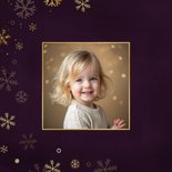 Kerstkaart paars gouden sneeuwvlokjes fijne kerst 2