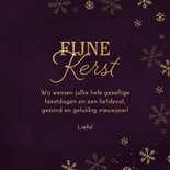 Kerstkaart paars gouden sneeuwvlokjes fijne kerst 3