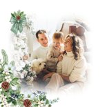 Kerstkaart patroon van kerstkrans met strik en kersttakken 2
