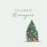 Kerstkaart retro auto kever wit met kerstboom 3