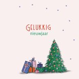 Kerstkaart rode auto met kerstboom 3