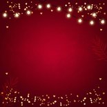 Kerstkaart rood lampjes sparkles goudlook Achterkant