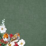 Kerstkaart roodborstjes op groen fluweellook 2