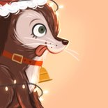 Kerstkaart schattige puppy met kerstmuts 2