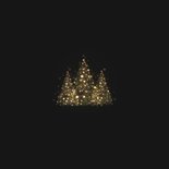 Kerstkaart silhouet kerstbomen met gouden lampjes Achterkant