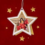 Kerstkaart ster label rood goud sterren fijne kerst 2