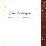 Kerstkaart stijlvol roestbruin gouden sterren en foto 3