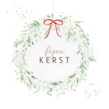 Kerstkaart - Teckel in kerstkrans 2