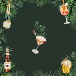 Kerstkaart uitnodiging kerstborrel ornamenten Achterkant