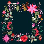 Kerstkaart vrolijke bloemen modern 2026 Achterkant