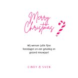 Kerstkaart vrolijke kaart met roze elementen hulst kerstbal 3