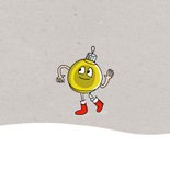 Kerstkaart wandelende kerstboom en kerstkado Achterkant