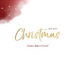 Kerstkaart waterverf rood met sterren en grote foto 3