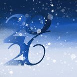 Kerstkaart winter blauw kerstballen 2