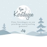 Kerstkaart winter silhouetjes kinderen landschap maan 3