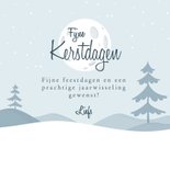 Kerstkaart winter silhouetjes kinderen landschap maan 3