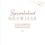 Kerstkaart witte kerstballen met goud en strik 3