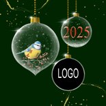 Kerstkaart zakelijk glazen kerstballen met logo 2